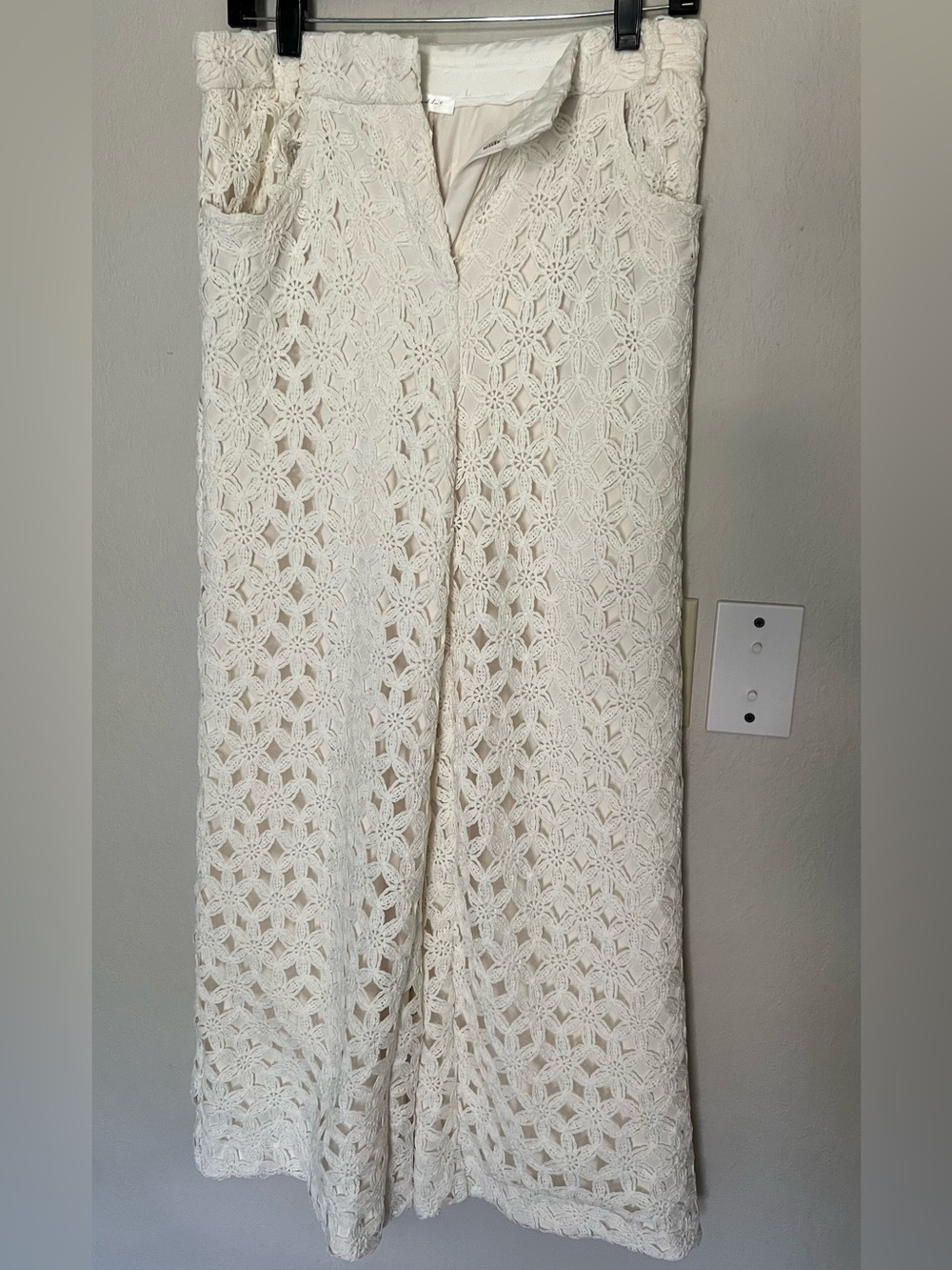 Line & Dot Ivory Crochet Lace Wide Leg Palazzo Pants Size Medium